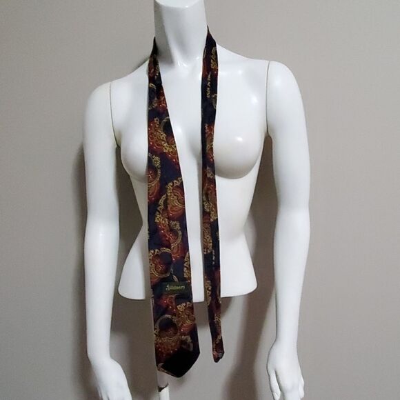 Gildners Blue, Red, & Gold Silk Tie - Picture 3 of 4